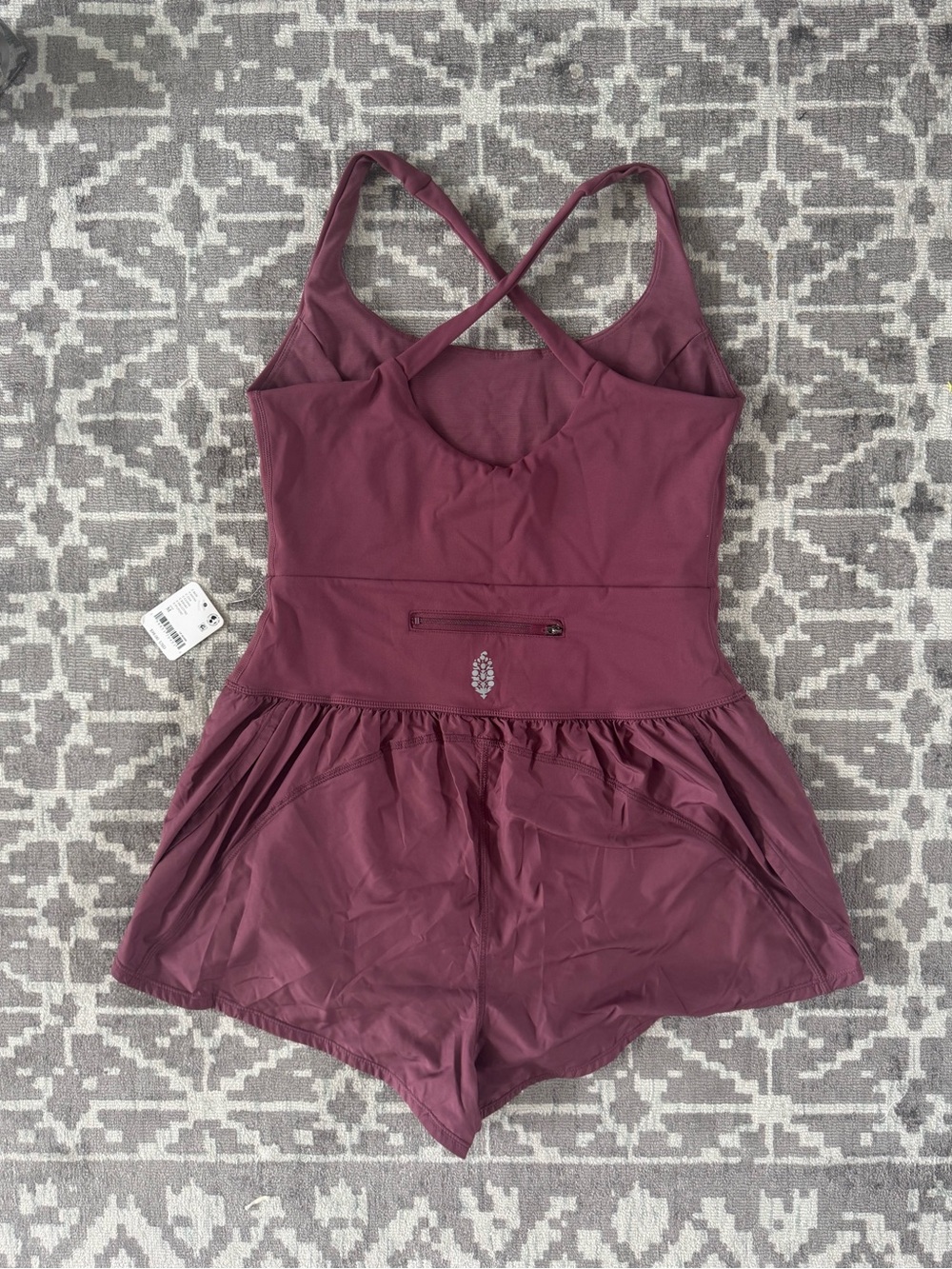 FP Movement by Free People Righteous Runsie Clove Mauve Cross-Back Tank Romper - Picture 13 of 14